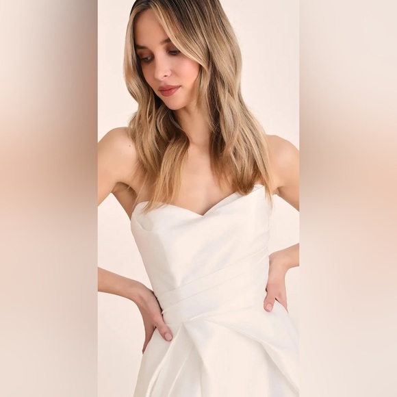 Lifetime of Love White Satin Strapless A-Line Gown Sz White #0306 - Picture 2 of 9